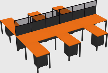 Shared l-shape cubicle
