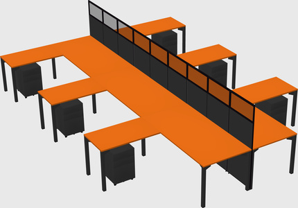 Shared l-shape cubicle