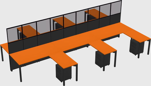 Shared l-shape cubicle