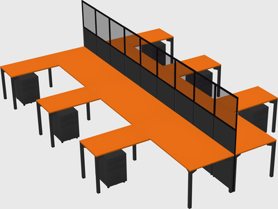 Shared l-shape cubicle