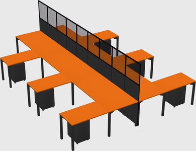 Shared l-shape cubicle