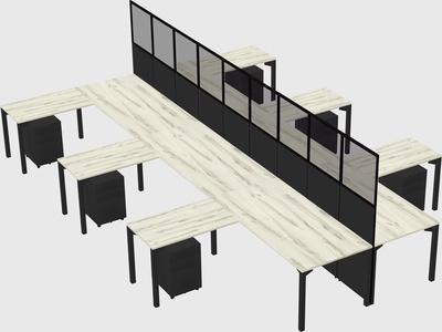 Shared l-shape cubicle