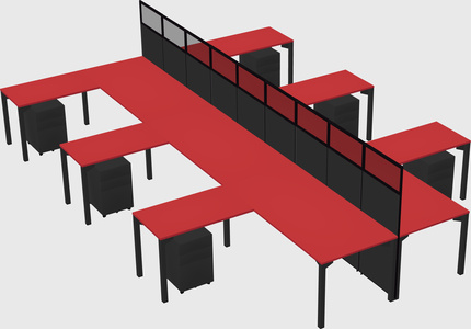 Shared l-shape cubicle