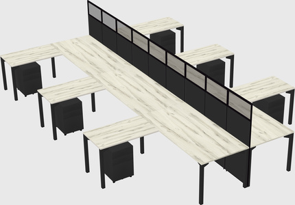 Shared l-shape cubicle