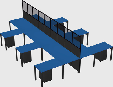 Shared l-shape cubicle