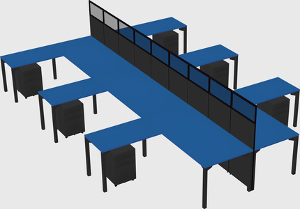 Shared l-shape cubicle
