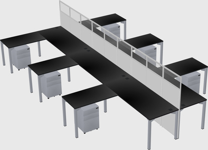 Shared l-shape cubicle