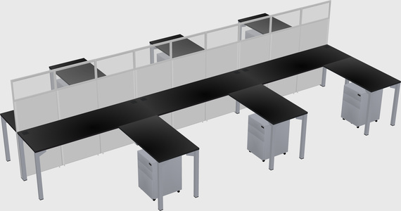Shared l-shape cubicle