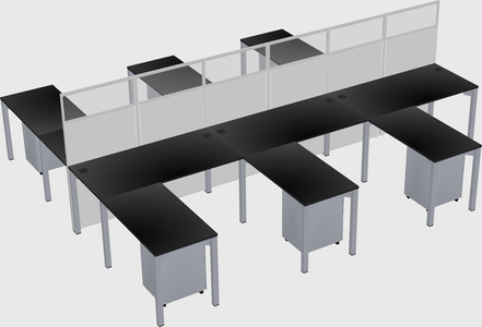 Shared l-shape cubicle