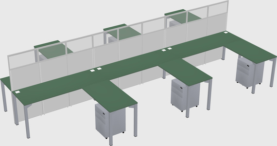 Shared l-shape cubicle