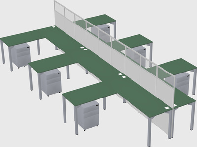 Shared l-shape cubicle