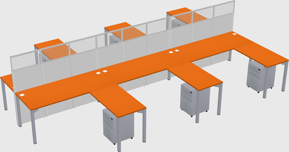 Shared l-shape cubicle