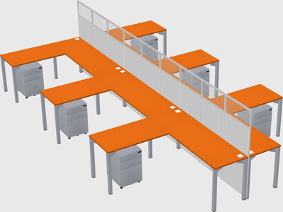 Shared l-shape cubicle