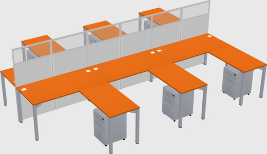 Shared l-shape cubicle