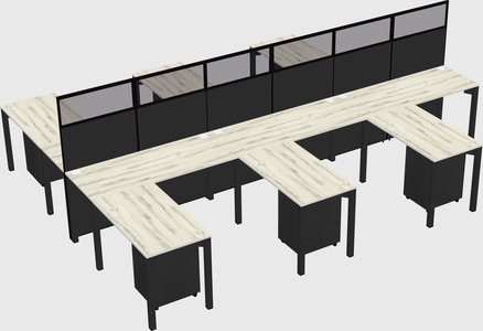 Shared l-shape cubicle