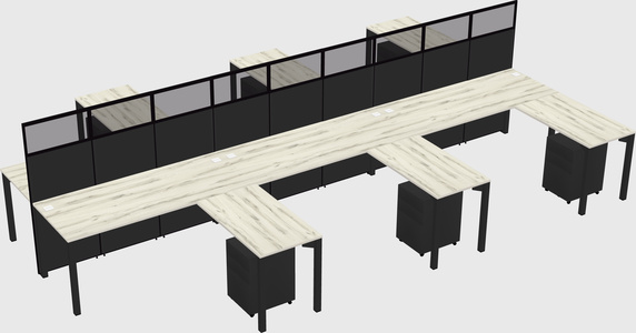 Shared l-shape cubicle