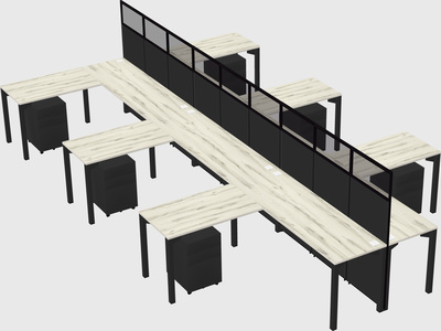 Shared l-shape cubicle