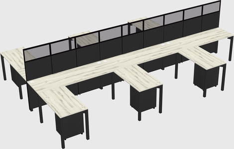 Shared l-shape cubicle