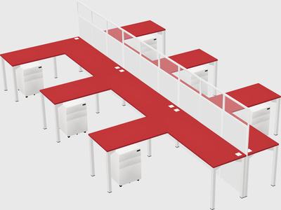Shared l-shape cubicle