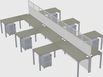 Shared l-shape cubicle
