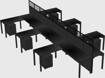 Shared l-shape cubicle
