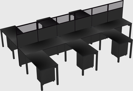 Shared l-shape cubicle
