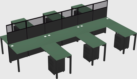 Shared l-shape cubicle