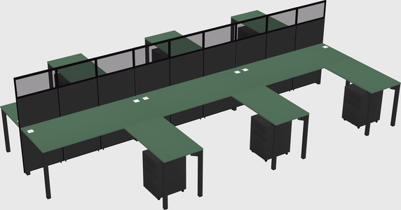 Shared l-shape cubicle