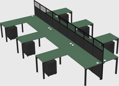 Shared l-shape cubicle