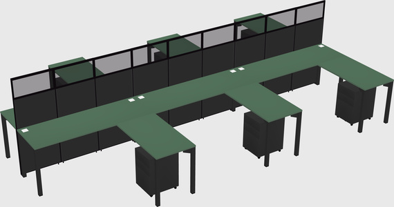 Shared l-shape cubicle