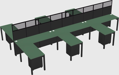 Shared l-shape cubicle