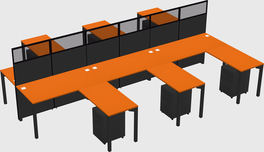 Shared l-shape cubicle