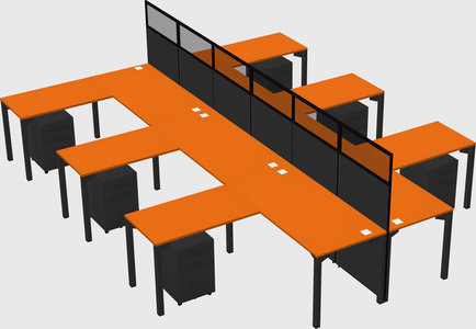 Shared l-shape cubicle