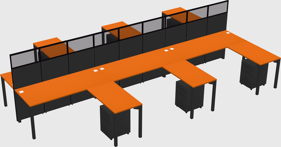 Shared l-shape cubicle