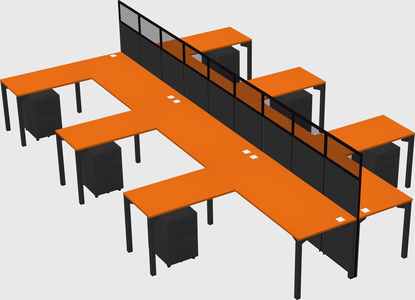 Shared l-shape cubicle