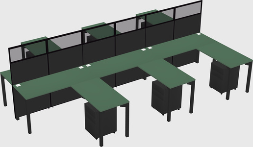 Shared l-shape cubicle