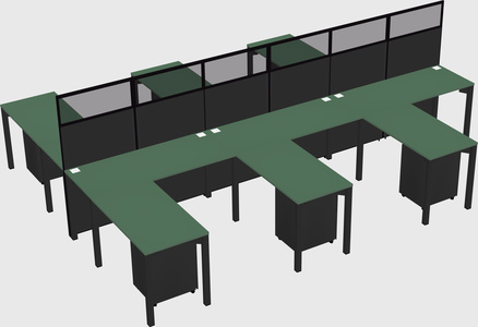 Shared l-shape cubicle