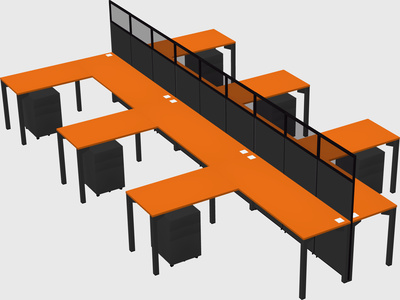 Shared l-shape cubicle