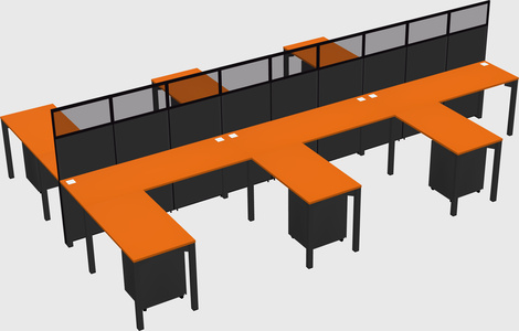 Shared l-shape cubicle