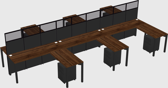 Shared l-shape cubicle