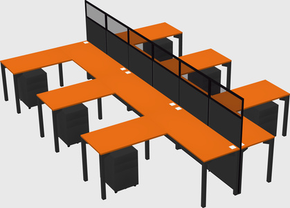 Shared l-shape cubicle