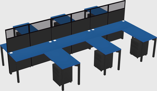 Shared l-shape cubicle