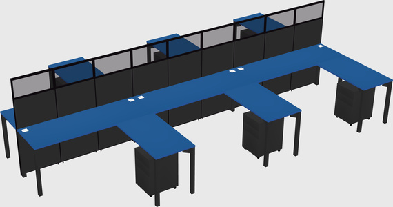 Shared l-shape cubicle
