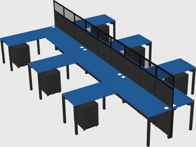 Shared l-shape cubicle