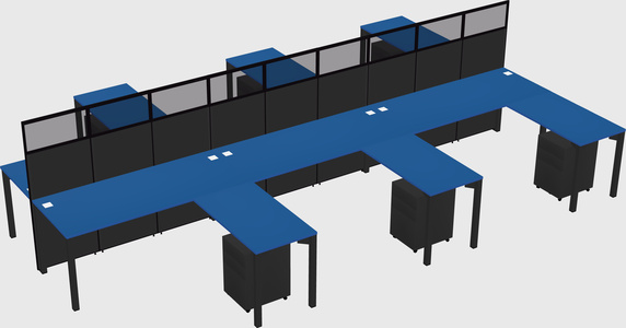 Shared l-shape cubicle
