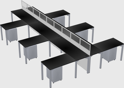 Shared l-shape cubicle