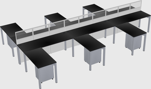 Shared l-shape cubicle
