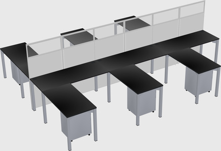 Shared l-shape cubicle