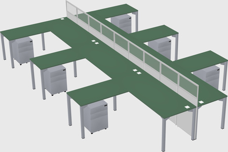 Shared l-shape cubicle