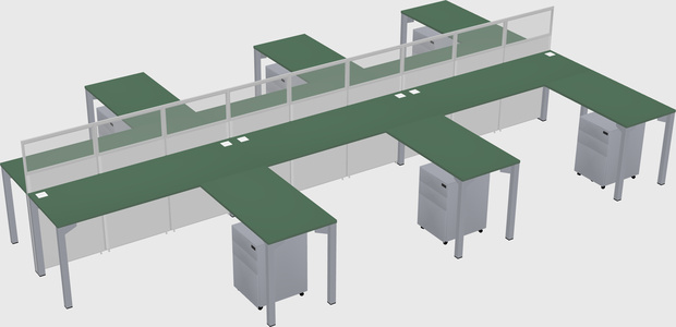Shared l-shape cubicle